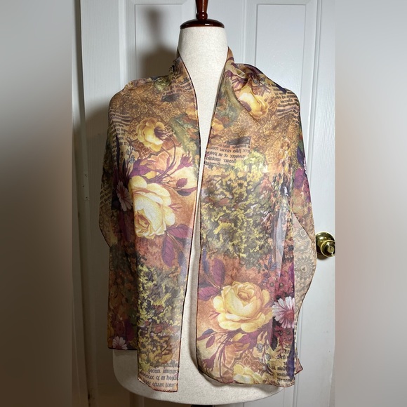 Vintage Floral Print Scarf - Picture 7 of 7